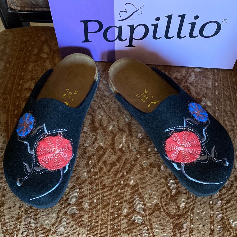New Birkenstock Helsinki Wool Papillo Mule Clogs size 7 - 7 1/2  Euro 38